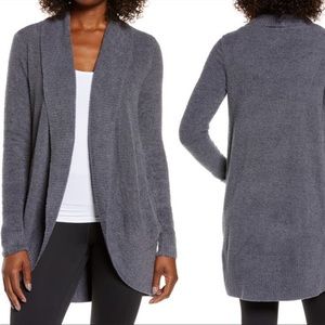 Barefoot Dreams Cozychic Lite Circle Cardigan Womens XS-S Open Front Fuzzy Blue